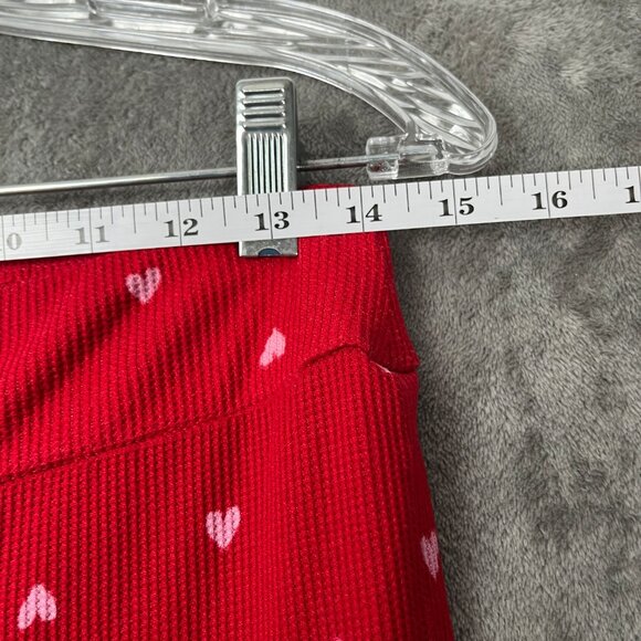 Laura Ashley Heart Print Pajama Set Women’s M Red Waffle Knit Y2K Cozy Valentine - Picture 14 of 16